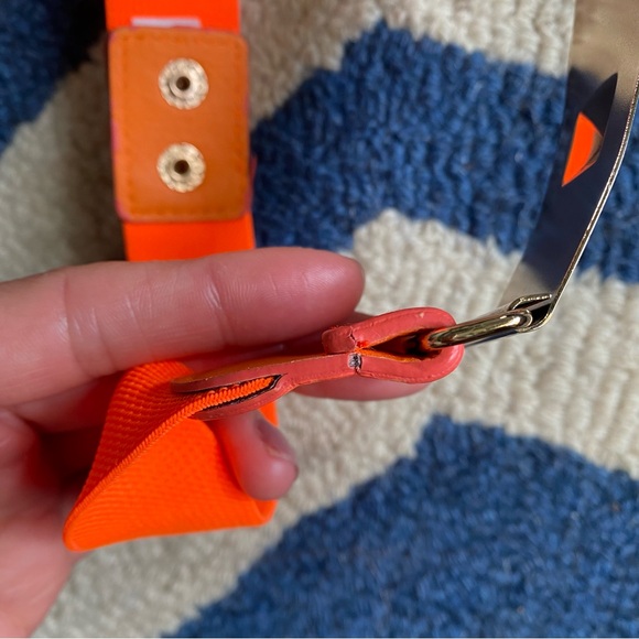 🧡 NEON ORANGE GOLD PLATE STUDDED STRETCHY BELT! - Picture 14 of 14